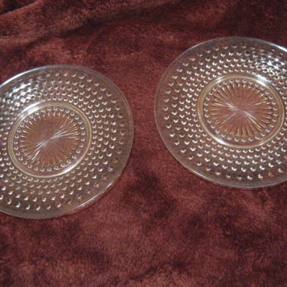 Lot of 2 Lunch Plates Vintage Pink Hobnail Bubble Depression Glass 8 3/8” - Picture 2 of 11